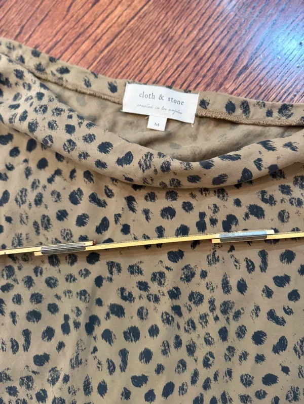 cloth & stone Leopard Print Skirt in Camel and Black Sz M - Image 3