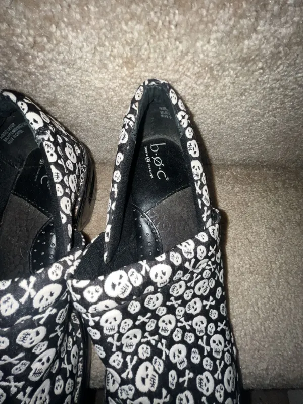 B.O.C. Born Concept Women's Black and White Skull Print Slip-On Clogs - Image 2