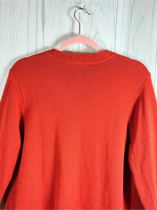 TALBOTS Burnt Orange 100% Cotton Open-Front Pocket Sweater Cardigan, Medium - Image 8