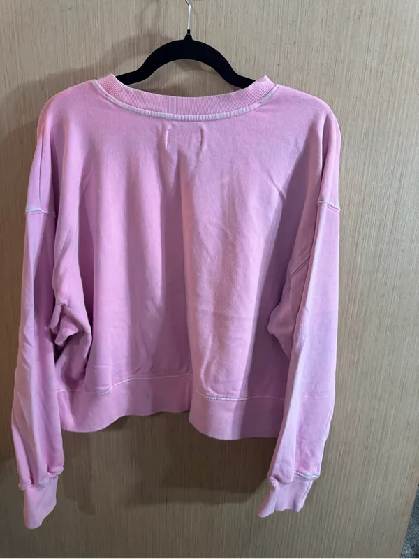 Old Navy SoComfy Terry Pink Crewneck Classic Length Sweatshirt Size Large - Image 4