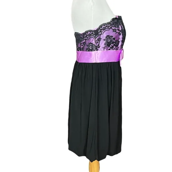 Y2K Gunne Sax By Jessica McClintock Black and Purple Lace Semi Formal Dress 9 - Image 4