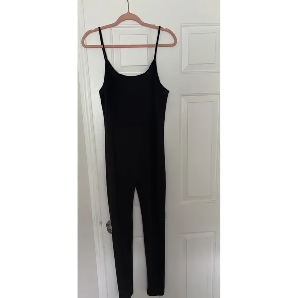 Roma Concept Womens‎ Black Ribbed Cami Jumpsuit Size 1X Stretch Sleeveless Lounge - Image 2