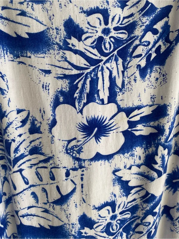 Caribbean blue white tropical Hawaiian print spaghetti strap maxi sun dress - Image 3