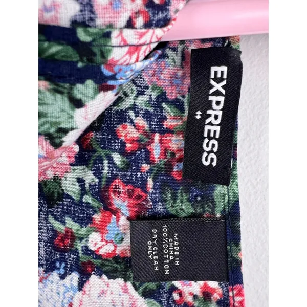 Express 100% Cotton Floral Square Bandana 12” x 12” Navy Multi - Image 2