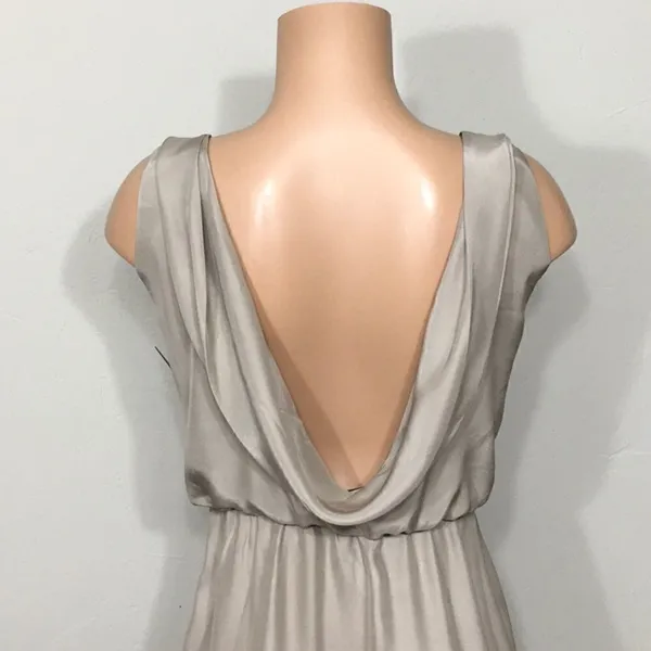 Natalie Deayala drape back silk column dress. NWT Tan - Image 10