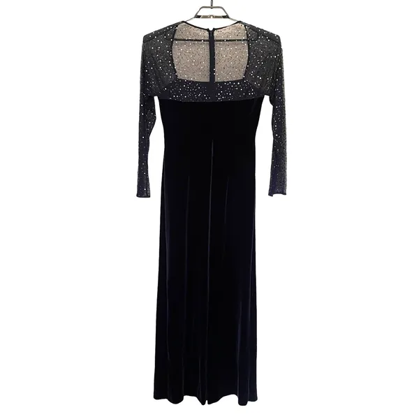 JS Boutique Y2K Velvet Beaded Sheer Formal Dress 12 Whimsigoth Dark Romantic - Image 5