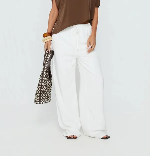 Princess Polly Linen Pants White - Image 2