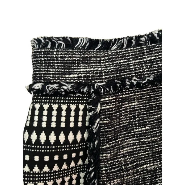 French Connection Tweed Skirt Women’s Black/White Fringe Mini Size 2 Twee Preppy - Image 3