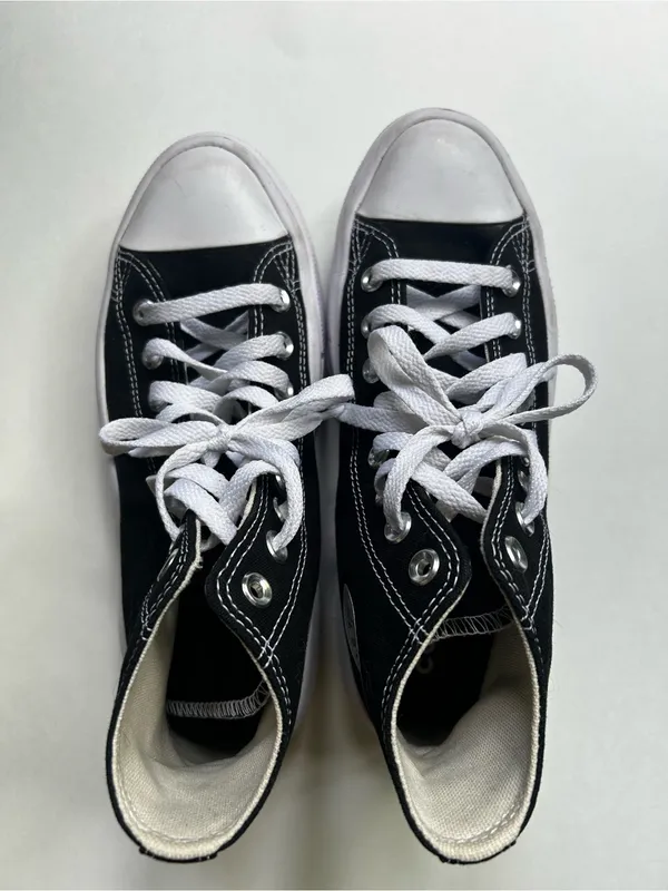 Converse Women’s Black and White Platform High Top Canvas Sneakers Size 8 - Image 2