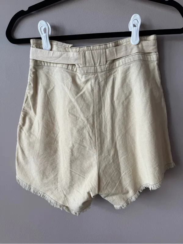 Free People One Womens Ivory Penny High-Waisted Paper Bag Tie Waist Short Size 2 - Image 7