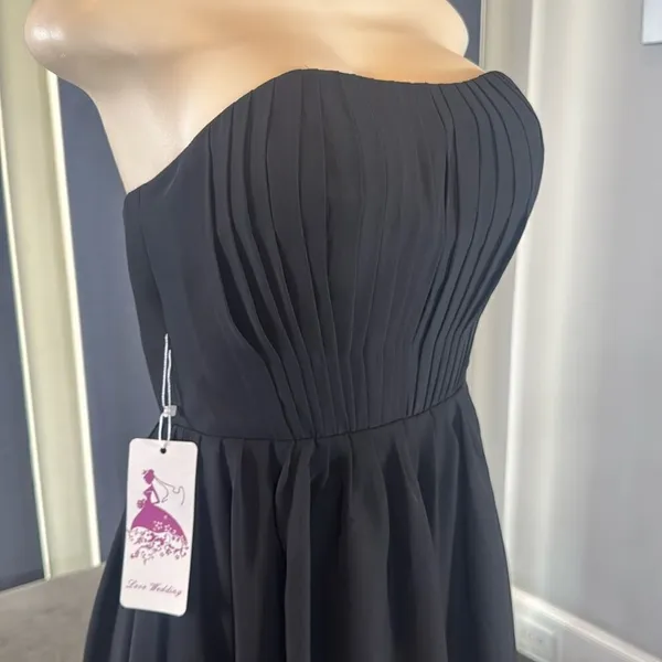 Women’s Black Strapless Short Chiffon Homecoming Party Dress Size M (8) NEW - Image 3