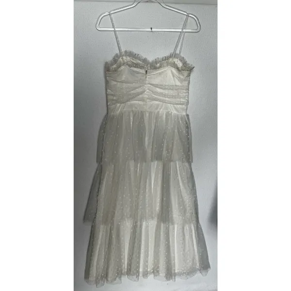 Lulus 2010s Ivory Swiss Dot Mesh Bustier Tiered Dress Medium - Image 4