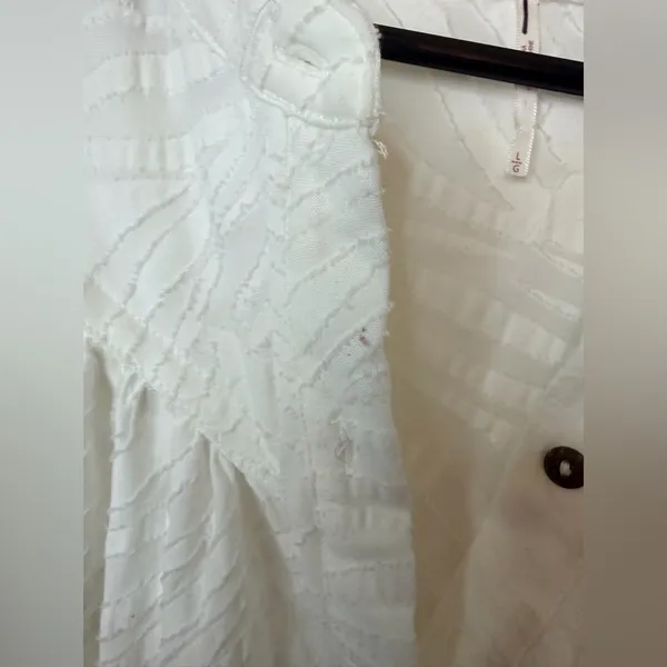 Free People Can't Stop Dreaming Oversized White Button Down Flowy Tunic Top - Image 4