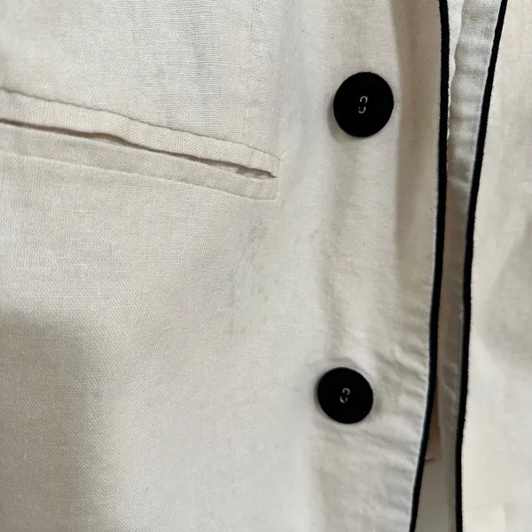 Tahari | Women's Linen Blend Cream Black Trim Business‎ Blazer Jacket, Size M - Image 4
