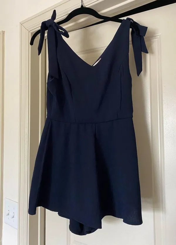 Altar’d State Navy Blue Romper with Shoulder Ties Size M - Image 3