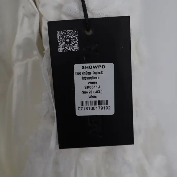 Showpo Angel Biba Rheiva White 3D Floral Embroidery Strapless Mini Dress 20 4XL - Image 5