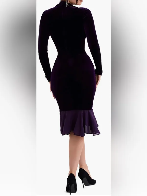 NEW House Of CB Dahna Corset Long Sleeve Purple Velvet Dress Sz XS - Image 2