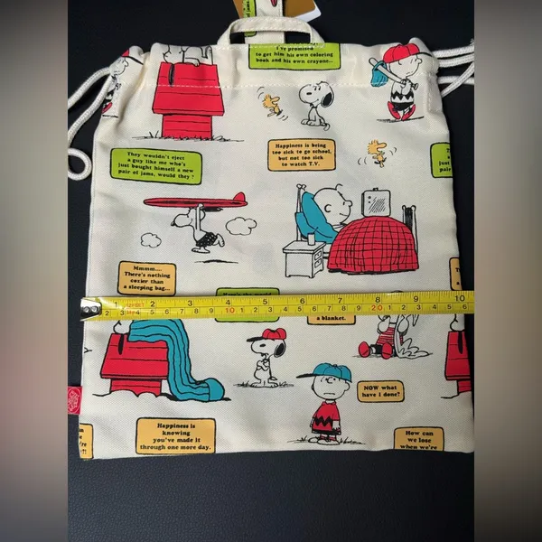 Peanuts Snoopy Charlie Brown Drawstring Pouch Bag Red - Image 2