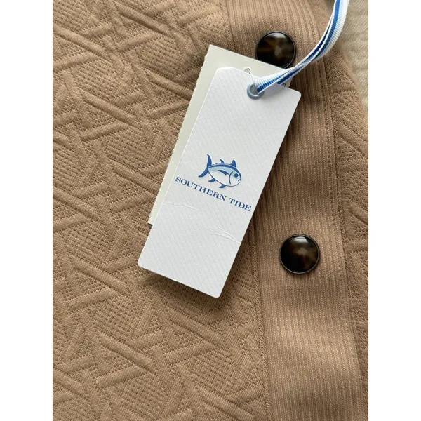 NWT Southern Tide Cordelia Pullover Sweater Womens XL‎ Tan Quilted Button Sides - Image 4