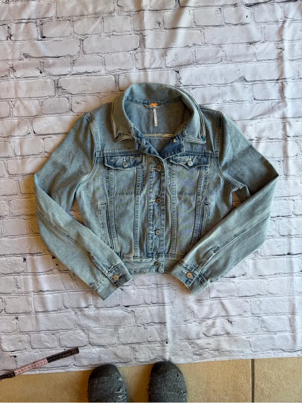 Free People Denim Jacket Western Boho Women’s Size Small Faded Country Prairie - Image 8