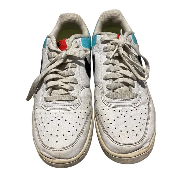 Nike‎ Court Vision Low Womens White Teal Neon Yellow Sneakers CZ9352-100 Size 11 - Image 2