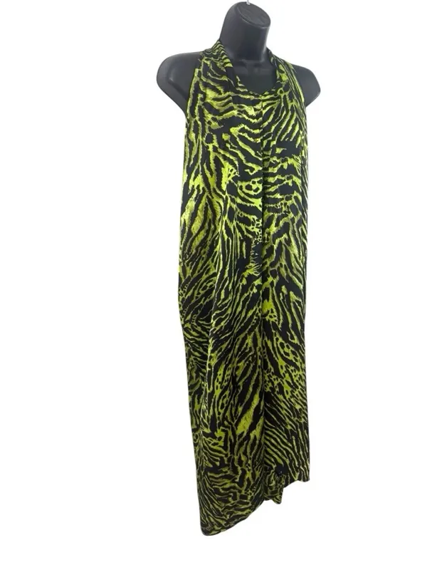 Ganni Women’s Lime Tiger Halter Top Dress Size 42/L Silk NWT Casual Evening Dres - Image 7