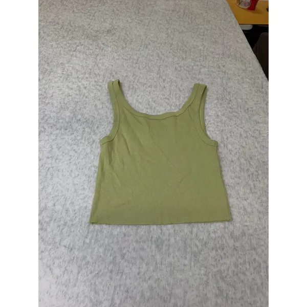 Billabong Womens Sage Green -Knit Cropped Tank Top Scoop Neck Medium RawHem NWOT - Image 4