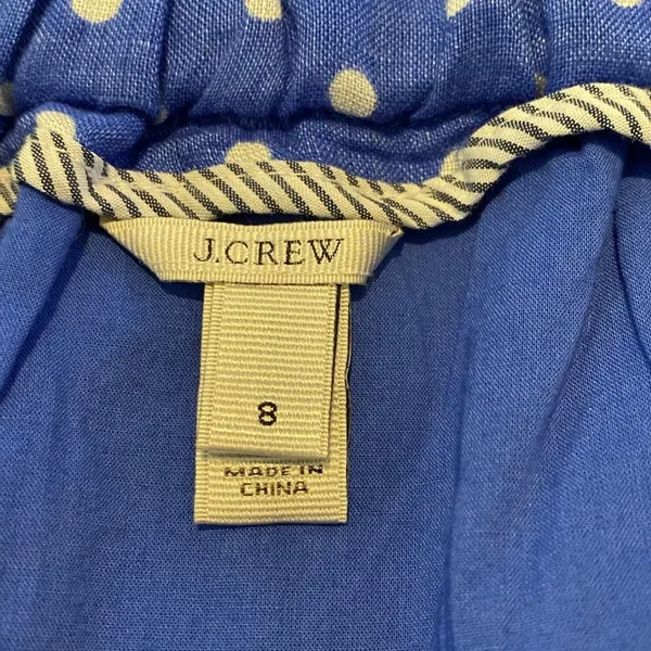 J Crew Linen Polka Dot Lined w Pockets Elasticated Waist Ribbon Tie Skirt 8 - Image 6
