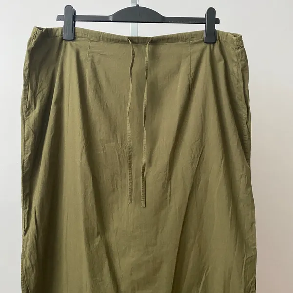 Venezia Jeans Cotton Boho Lagenlook Embroidered Beaded Maxi Skirt 18/20 Green - Image 2