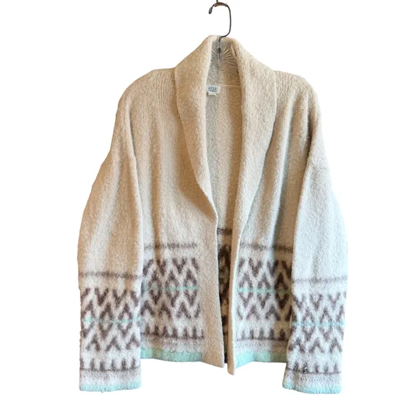 ana a new approach Womens Large Cream Fair Isle Shawl Collar Cardigan Sweater - Image 2