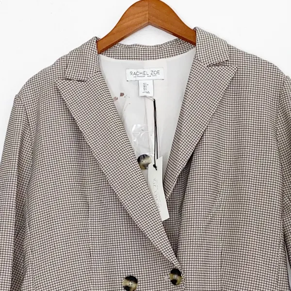 NWT Rachel Zoe Plaid Gingham Houndstooth Oversize Blazer Large Read - Image 5