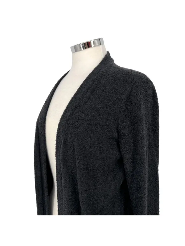 Barefoot Dreams Cozychic Lite Knit Open Front Cardigan Charcoal Black Size Small - Image 4