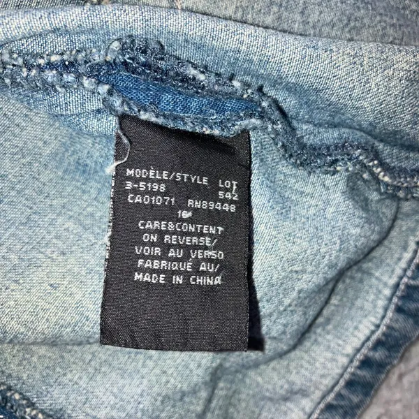 Vtg‎ Simon Chang Denim Jacket Women 16 Button Front Y2K Classic Minimalist - Image 9