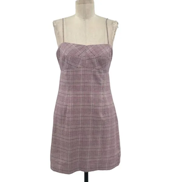 Intermix Roslyn Plaid Mini Dress‎ Pink Purple Size 4 - Image 3