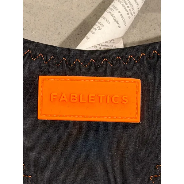Fabletics Black Orange Zip Front Racerback Sports Bra Top‎ Women's M - Image 3