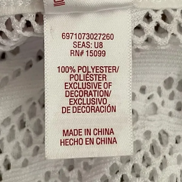 Bongo White Summer Overlay Beach V-neck Elastic Waist Kaftan Cover Up SZ XL - Image 9