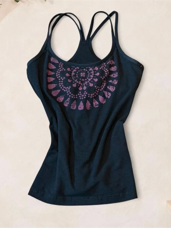 Green Apple Black Purple Mandala Racerback Tank Top Size M - Image 4