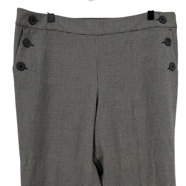 Ann Taylor Loft Marisa Houndstooth Wide Leg Trouser‎ Pants Black White Women 14 - Image 2