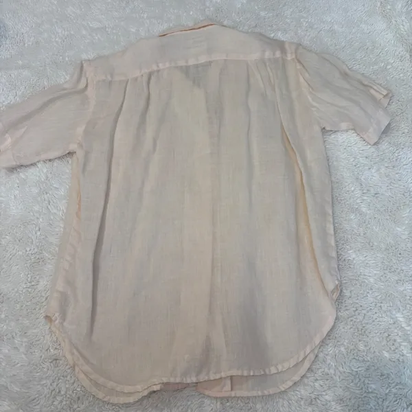 VGT Banana Republic Womens Pink Irish Linen Button Up Cottage Pheasant Fairy S - Image 3