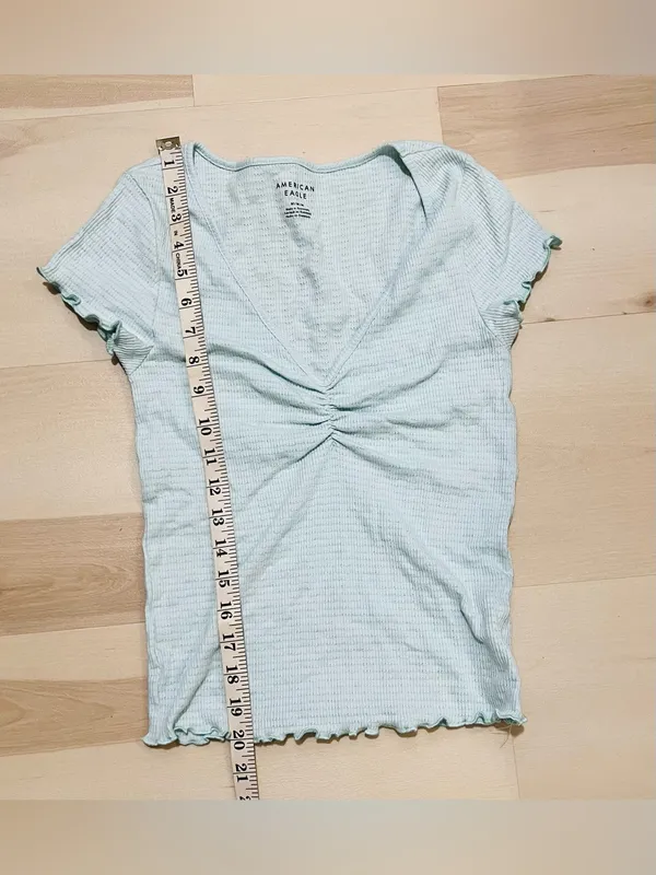 American Eagle Women Medium Cute Cottagecore Boho Retro Y2K Lettuce Trim Top - Image 4