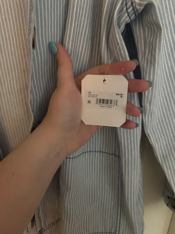 Altar'd State Utility Jacket Blue Stripe Medium NWT - Image 2
