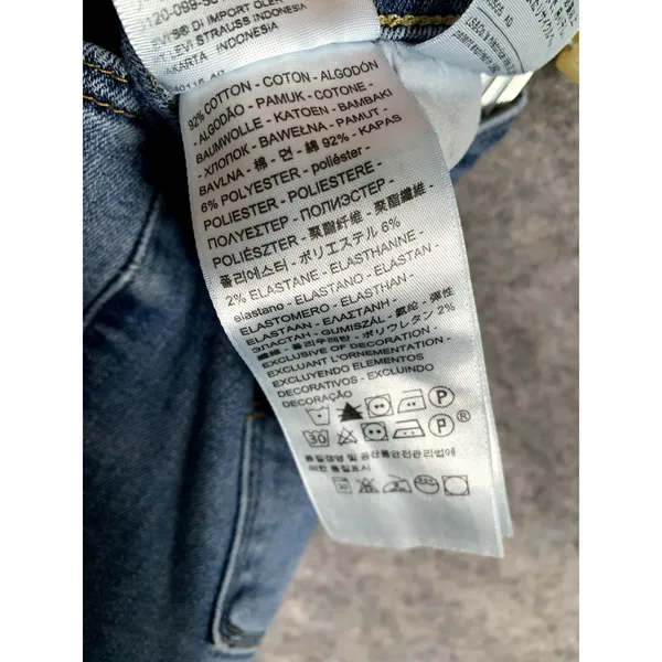 Women's LEVI'S 721 High Rise Skinny Cropped Jeans Size 32 Zip Blue Fringe‎ - Image 14