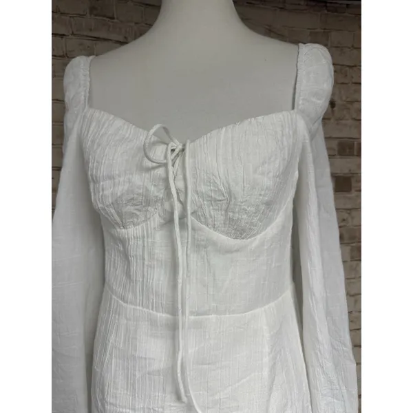 Princess Polly‎ Exclusive Alena Mini Dress in White. Sz 8 Long Puffy Sleeve - Image 3
