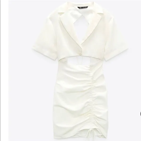 Zara NEW CUT OUT STRETCHY LINEN BLEND DRESS - Image 3