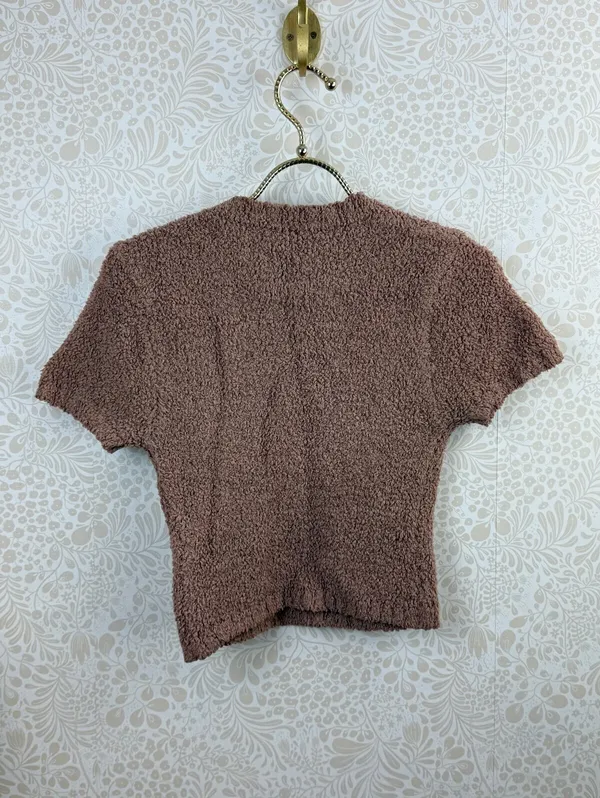 SKIMS Rose Clay Sherpa Cozy Knit Cropped T-Shirt - Size - Small/Medium - Image 5