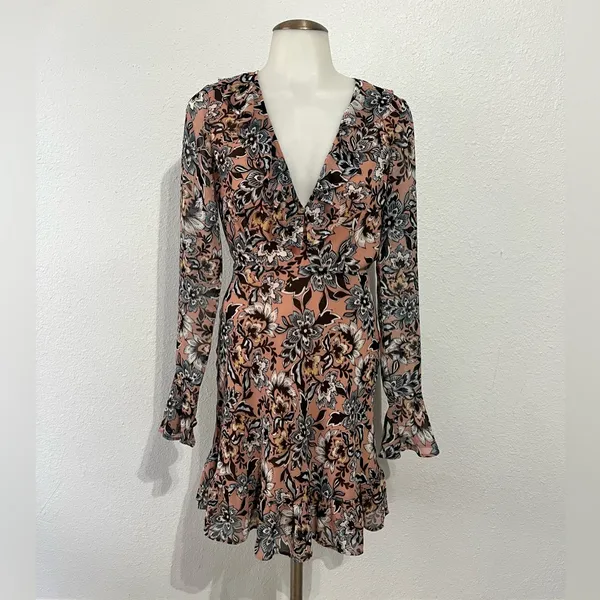 For Love and Lemons Blush Paisley Long Sleeve Gracie Dress Size Small - Image 2