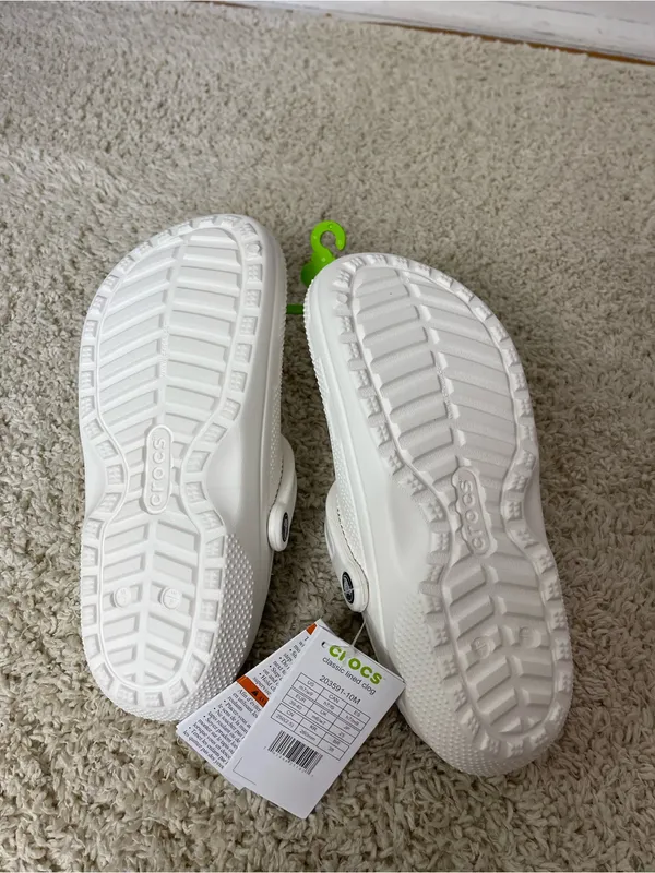 CROCS Classic Clog in White with Gray Lining - Image 6