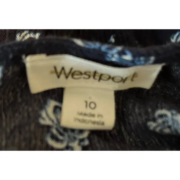 Westport Women's Navy White Design‎ Short Sleeve Jumpsuit Zips in Back Size 10 - Image 5