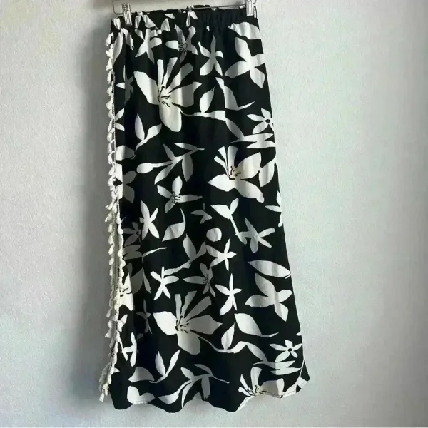 Luukse Tropical Hawaiian Maxi Open Side Tassels Skirt Size‎ Large - Image 2
