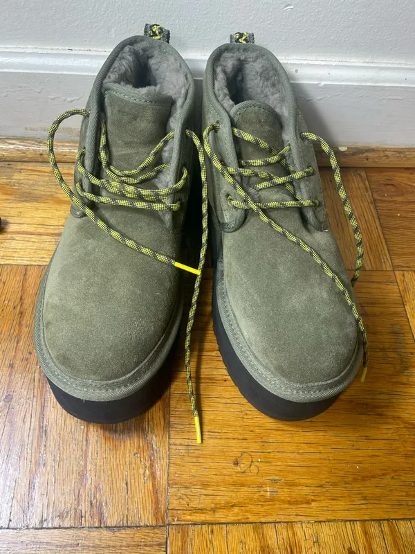Ugg Neumel Heritage 2” Platform Burnt Olive Suede Wool Boots Womens Size 11 - Image 7